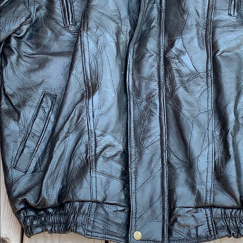Italian Stone Design Patchwork Leather Jacket Xl - image 3